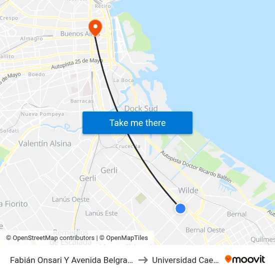 Fabián Onsari Y Avenida Belgrano to Universidad Caece map