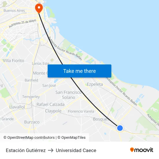 Estación Gutiérrez to Universidad Caece map