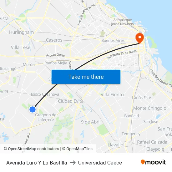 Avenida Luro Y La Bastilla to Universidad Caece map