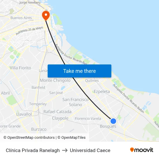 Clínica Privada Ranelagh to Universidad Caece map