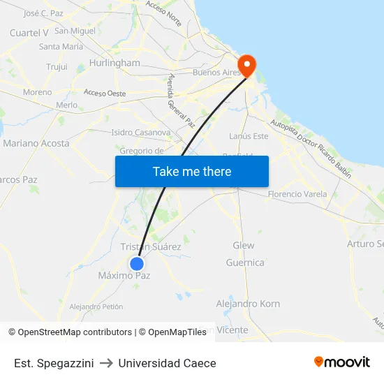 Est. Spegazzini to Universidad Caece map