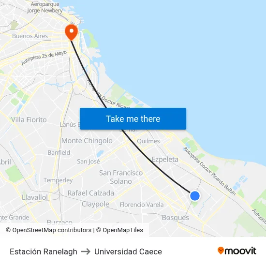 Estación Ranelagh to Universidad Caece map