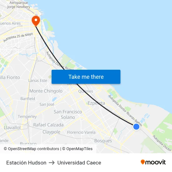 Estación Hudson to Universidad Caece map