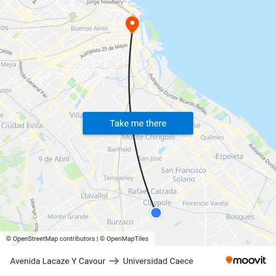 Avenida Lacaze Y Cavour to Universidad Caece map