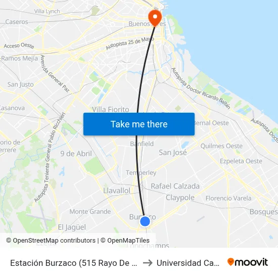 Estación Burzaco (515 Rayo De Sol) to Universidad Caece map