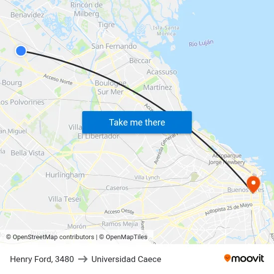 Henry Ford, 3480 to Universidad Caece map