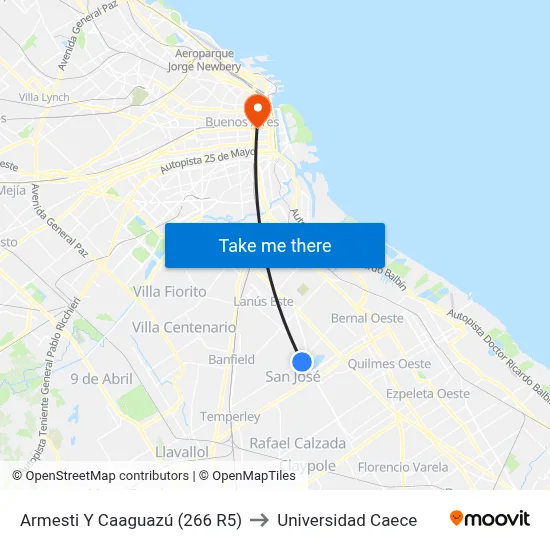 Armesti Y Caaguazú (266 R5) to Universidad Caece map