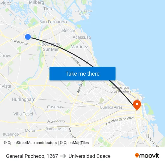 General Pacheco, 1267 to Universidad Caece map