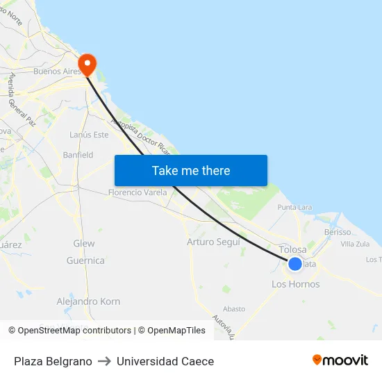 Plaza Belgrano to Universidad Caece map