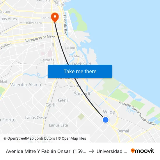 Avenida Mitre Y Fabián Onsari (159 - 197 - 293) to Universidad Caece map