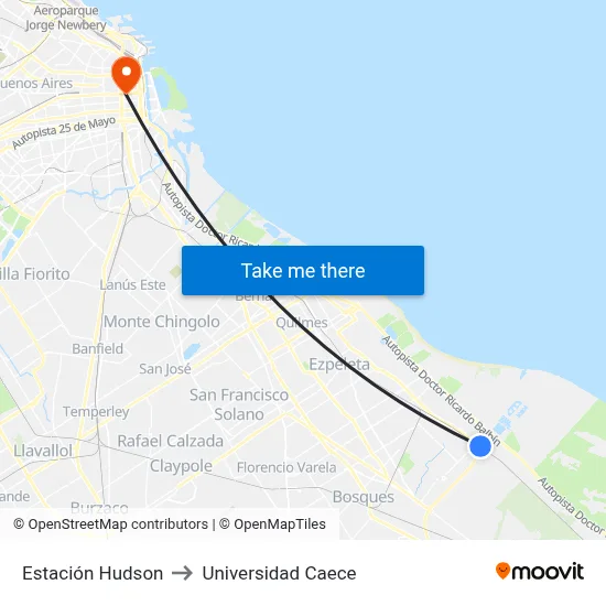 Estación Hudson to Universidad Caece map