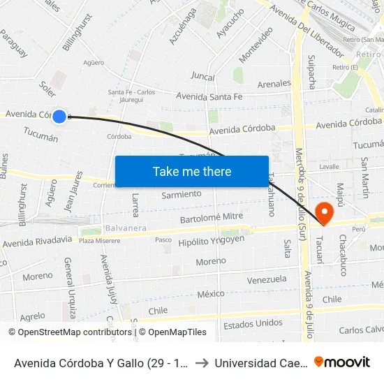 Avenida Córdoba Y Gallo (29 - 106) to Universidad Caece map