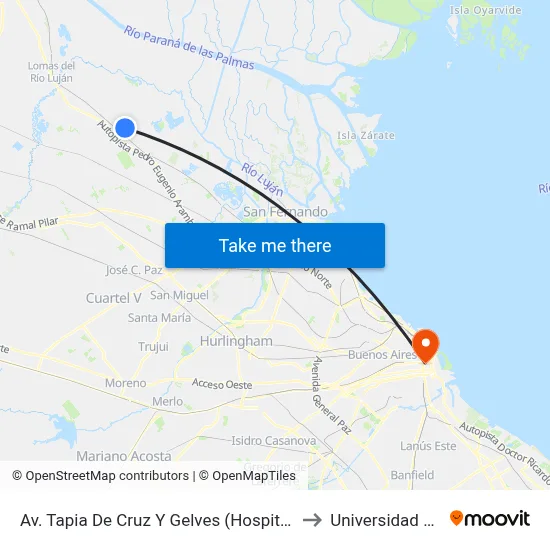 Av. Tapia De Cruz Y Gelves (Hospital Escobar) to Universidad Caece map