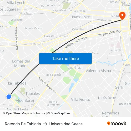 Rotonda De Tablada to Universidad Caece map