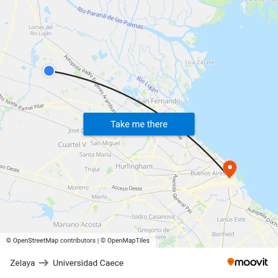 Zelaya to Universidad Caece map