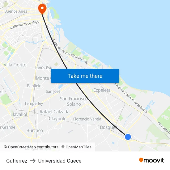 Gutierrez to Universidad Caece map