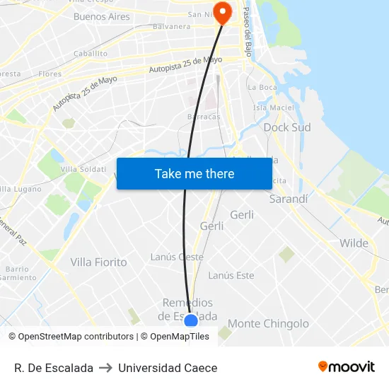 R. De Escalada to Universidad Caece map