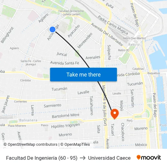 Facultad De Ingeniería (60 - 95) to Universidad Caece map