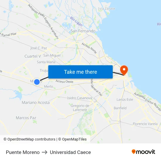 Puente Moreno to Universidad Caece map