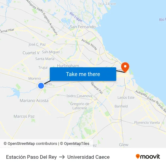 Estación Paso Del Rey to Universidad Caece map