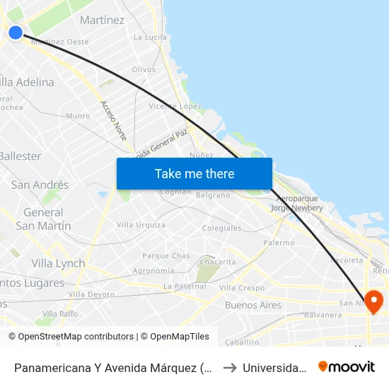 Panamericana Y Avenida Márquez (15 - 57 - 228 - 430) to Universidad Caece map