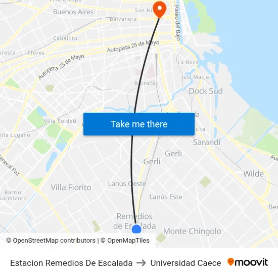 Estacion Remedios De Escalada to Universidad Caece map