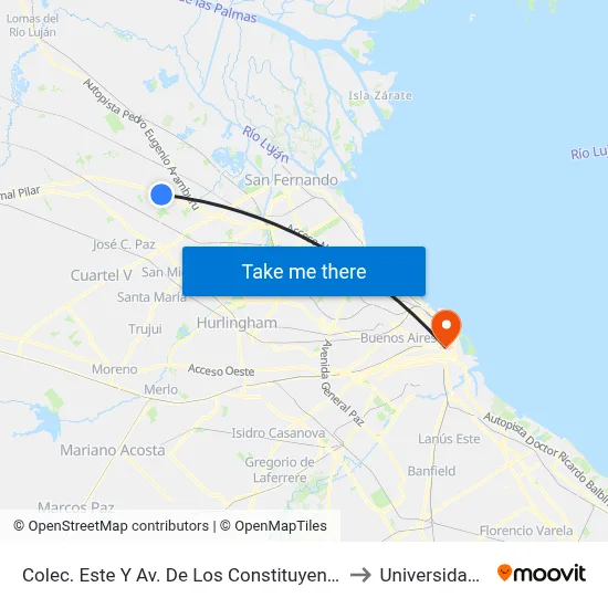 Colec. Este Y Av. De Los Constituyentes - Fonavi / Tom to Universidad Caece map