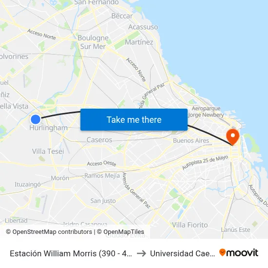 Estación William Morris (390 - 464) to Universidad Caece map