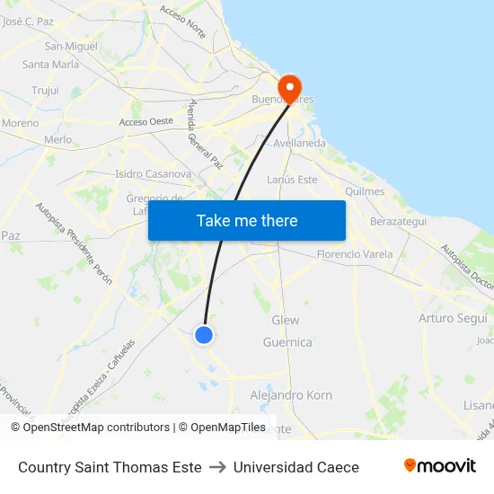 Country Saint Thomas Este to Universidad Caece map