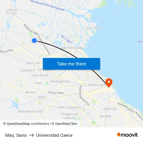Maq. Savio to Universidad Caece map