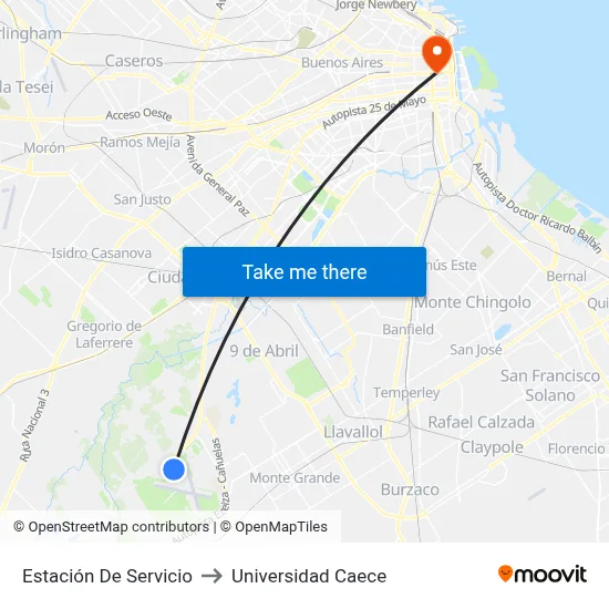 Estación De Servicio to Universidad Caece map