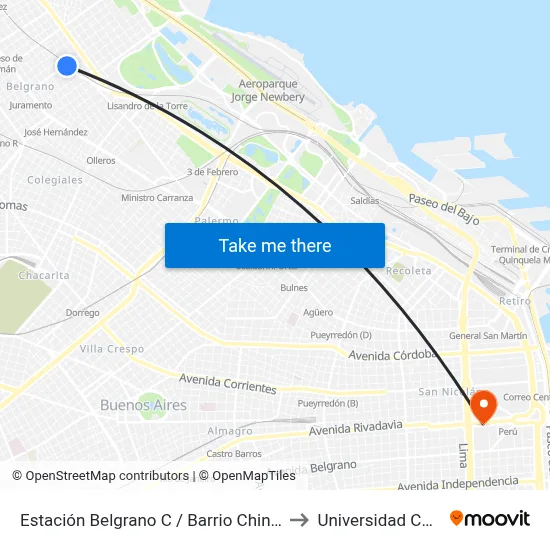 Estación Belgrano C / Barrio Chino (65) to Universidad Caece map