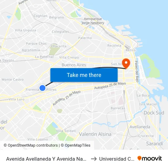 Avenida Avellaneda Y Avenida Nazca (134) to Universidad Caece map