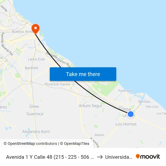 Avenida 1 Y Calle 48 (215 - 225 - 506 - Este - Norte - Oeste) to Universidad Caece map
