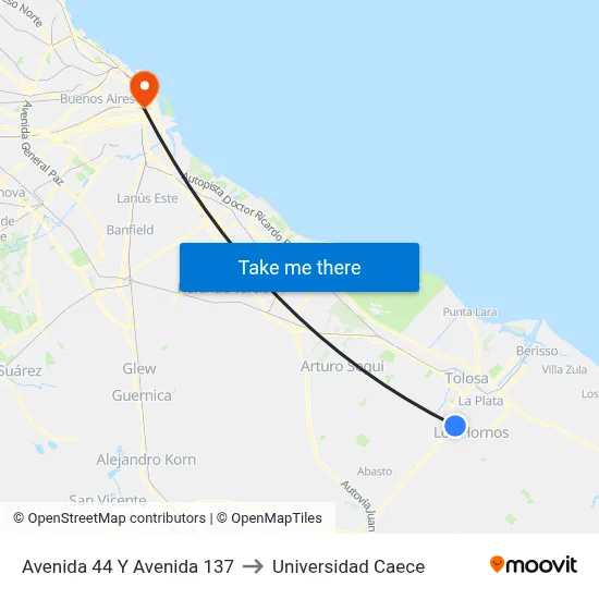 Avenida 44 Y Avenida 137 to Universidad Caece map
