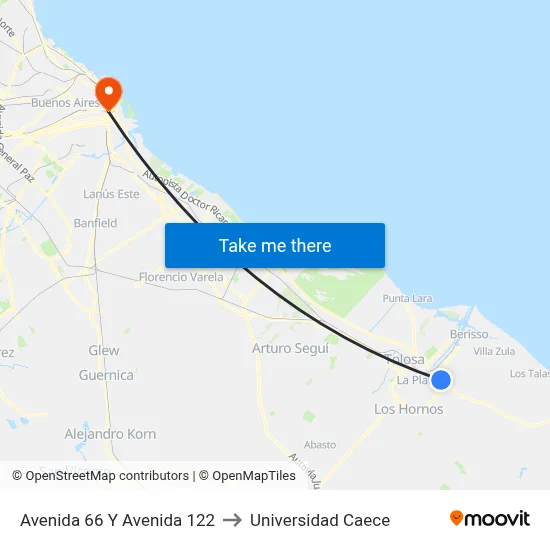 Avenida 66 Y Avenida 122 to Universidad Caece map
