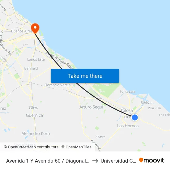 Avenida 1 Y Avenida 60 / Diagonal 79 (338) to Universidad Caece map