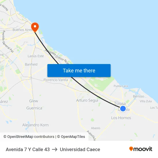 Avenida 7 Y Calle 43 to Universidad Caece map