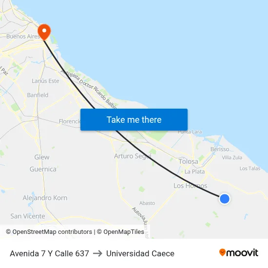 Avenida 7 Y Calle 637 to Universidad Caece map
