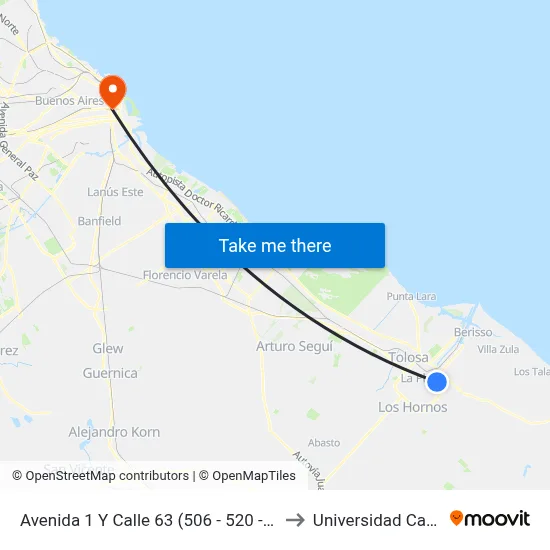 Avenida 1 Y Calle 63 (506 - 520 - Este to Universidad Caece map