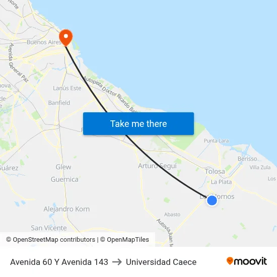 Avenida 60 Y Avenida 143 to Universidad Caece map