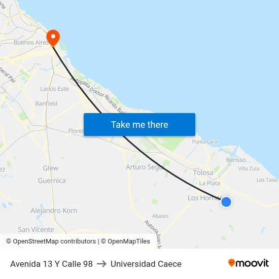 Avenida 13 Y Calle 98 to Universidad Caece map