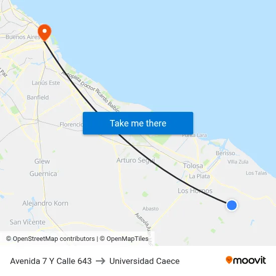 Avenida 7 Y Calle 643 to Universidad Caece map