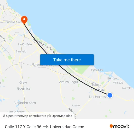 Calle 117 Y Calle 96 to Universidad Caece map