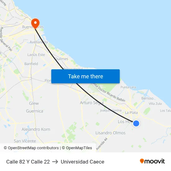 Calle 82 Y Calle 22 to Universidad Caece map