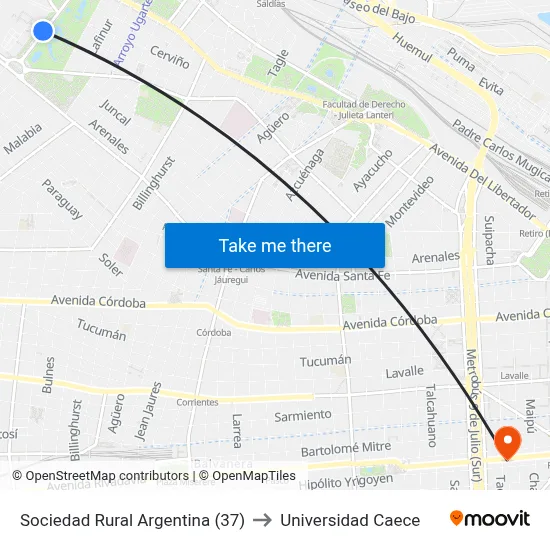 Sociedad Rural Argentina (37) to Universidad Caece map