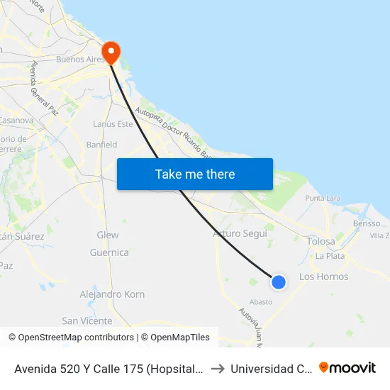Avenida 520 Y Calle 175 (Hopsital Romero) to Universidad Caece map
