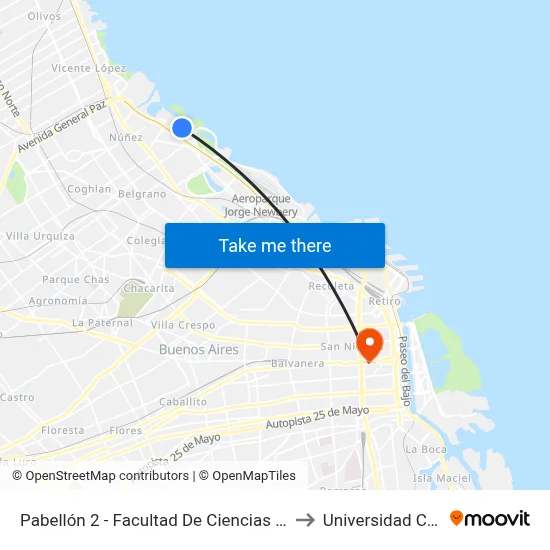 Pabellón 2 - Facultad De Ciencias Exactas to Universidad Caece map