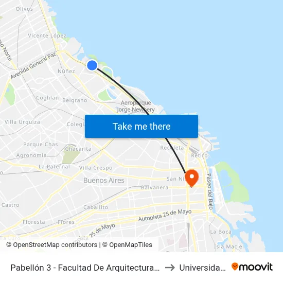 Pabellón 3 - Facultad De Arquitectura, Diseño Y Urbanismo to Universidad Caece map