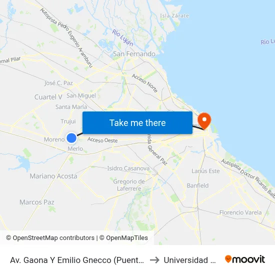 Av. Gaona Y Emilio Gnecco (Puente Gnecco) to Universidad Caece map
